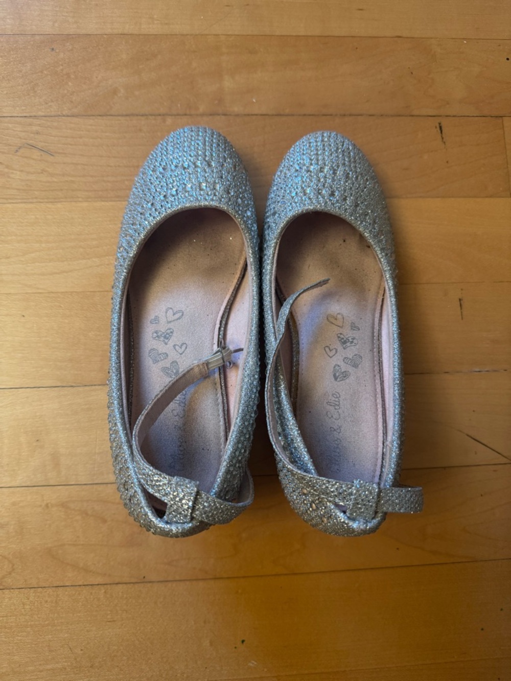 Girls Glitter Mary Jane Ballet Flats - Silver size 3